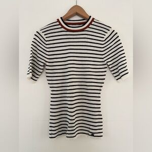 Numph Lightweight Striped Knit Crewneck, size large.
